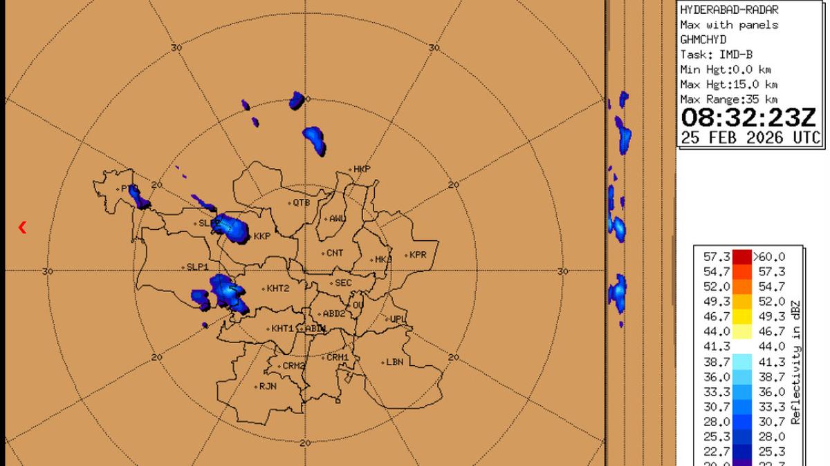 Rain forecast in parts of Hyderabad on February 25 afternoon
